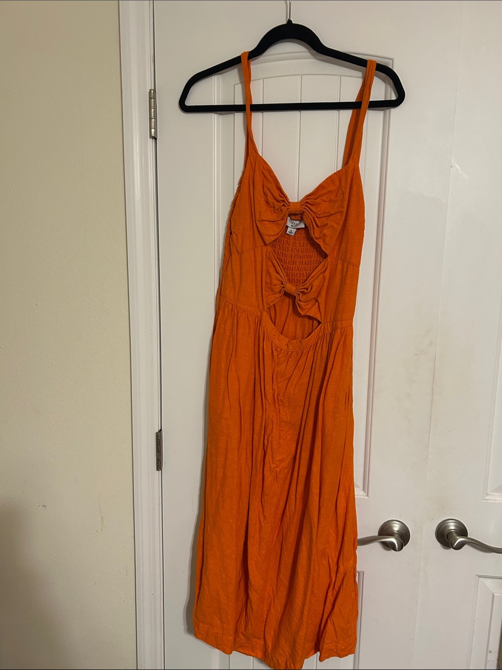 Fe Noel x Target Orange Bow-Front Cutout Midi Dress